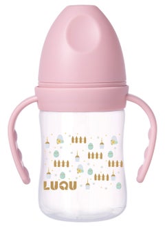 Buy LuQu PP Feeding Bottle with Handle and Anti-Colic Straw, 180ML ,Nipple size- M, 3+ months. in Saudi Arabia