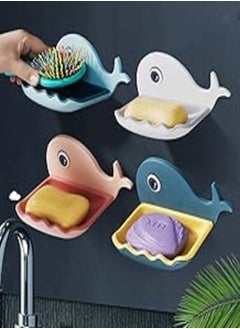 Buy wolpin Soap Stand Holder For Bathroom Kitchen Sink Magic Stickers Wall Mounted (Pack Of 4 Pcs) Soap Dish Holder, Fish Design Multicolour(Plastic) in Egypt