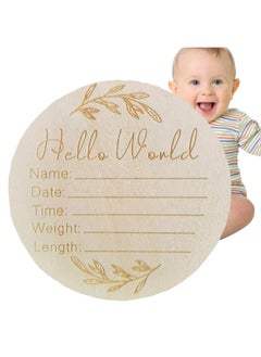 اشتري Wooden Baby Announcement Sign, Newborn Baby Announcement Sign,4.5 Inch Hello World Newborn Welcome Sign for Baby Shower, Photo Prop, Hospital, Nursery, New Parents في السعودية