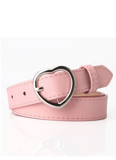 اشتري Women's All-purpose Denim Pants With Heart-shaped Pin Buckle Belt 105cm Pink في الامارات