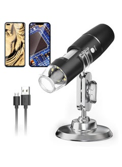 اشتري Wireless Handheld Digital Microscope, Portable 50x -1000x Magnification with 360 Rotate Stand Compatible with iOS/Android iPhone, iPad for Kids Adults في السعودية