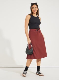 Buy Basic Knit Midi Skirt with Drawstring in Saudi Arabia