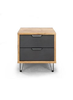 Buy Moanza Night Stand With 2 Drawer - Light Brown & Grey in UAE