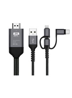 Buy 3-in-1 HDTV Adapter,Lightning/Type C/Micro USB to HDMI Cable for iPhone/Android Black in Saudi Arabia
