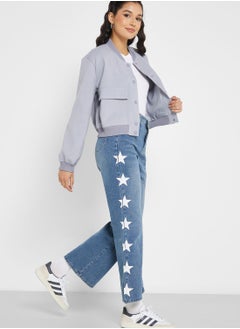 Buy Star Panel Straight Fit Jeans in Saudi Arabia