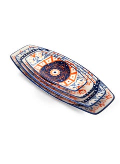 Buy 1 Henna Design Boat Shape Plate 35.5 cm in UAE