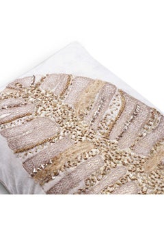 Buy Banana Leaf Embroidered Filled Cushion 35X100Cm - Beige in UAE