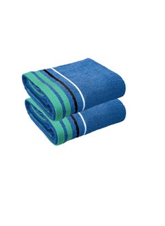 Buy 2 Piece Bath Towel 450 GSM 100% Cotton Terry 90x165 cm -Soft Feel Super Absorbent Quick Dry in UAE