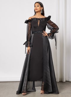 Buy Off Shoulder Ruffle Detail Dress in UAE
