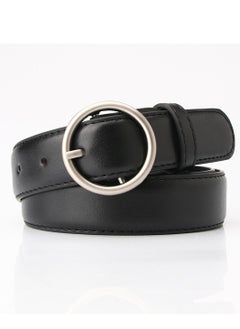 اشتري Ladies Belt Of Casual Pu Leather Jeans With Round Button Decoration 105cm Black في الامارات