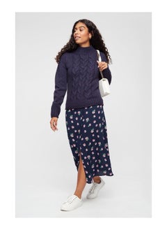 Buy Petite Navy Mini Rose Print Maxi Skirt in UAE