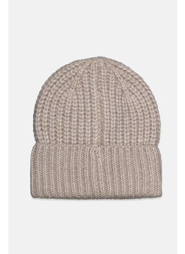 Buy Women Cable Knit Beanie, Beige in UAE