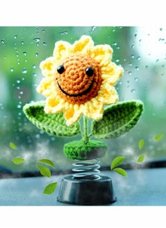 اشتري Sunflower, Creative Car Ornaments, Sun Flowers Bobblehead Dashboard Decor, Crochet Smiley Shaking, for Women, Cute Girl Interior Desk Ornaments Gifts (Handmade Knitted) في الامارات