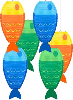 Buy Fish Shaped Hanging Lantern 6Pcs 12" Lantern Paper for Party New Year Ocean Themed Party Decorations Colored Fish Decorations for Party Round Paper Lanterns Birthday Supplies in Saudi Arabia