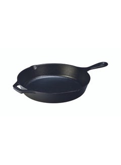 Buy Seasoned Cast Iron Skillet 12 Inch Ergonomic Frying Pan With Assist Handle Black in UAE