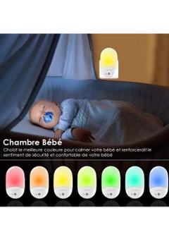 Buy YOKA color changing LED night light, 7 different colors, energy efficient, with remote control, ideal for bedrooms, hallways, stairs, kitchens, garages, utility rooms, laundry rooms, white base in Saudi Arabia