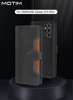 Buy Phone Case Compatible with Samsung S23 Ultra, Flip Leather S23 Ultra Case, Shockproof Protective Kickstand Wallet Galaxy S23 Ultra Slim Thin Cover with Card Slots in UAE
