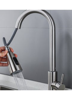 Buy Bathroom Sink Faucet Filter Crane for Kitchen Pull Out Sprayer 360 Rotating Water Filter Faucet Two Way Sink Mixer Kitchen Faucet (Silver) in Saudi Arabia