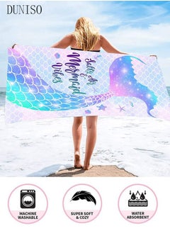 اشتري Beach Towel Oversized Microfiber Mermaid Beach Towels for Travel Quick Dry Towel for Swimmers Sand Proof Beach Towels for Women Men Girls Cool Pool Towels Beach Accessories Super Absorbent Towel 75*15 في السعودية