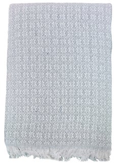 Buy Turkish Cotton Throw Blanket Knitted Suitable for Bed, Sofa and Chair Light Grey 170x200 cm in UAE