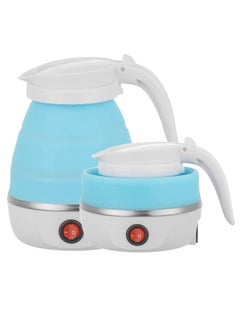Buy Small foldable portable electric boiler, silicon hot water boiler, camping teapot, easy to store, equipped with detachable power cord (blue) in Saudi Arabia