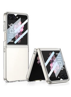 Buy Transparent Case Compatible with Samsung Galaxy Z Flip 6 Hard TPU Cover with Small Screen Protector Ultra-Thin Full-Cover Integrated Hard Shell Wireless Charging Support - Clear in UAE