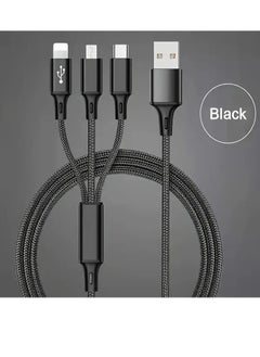 Buy 3-in-1 Multifunctional Charging Cable (1.2M) – Nylon Braided USB to Type-C/Micro-USB/Lightning – Quick Charge Adapter for Smartphones and Tablets – [Matte Round Cord] [5-10W Power] [Voltage ≤36V] in UAE