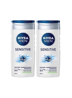 اشتري Men Sensitive 3 in 1 Shower Gel 250ml Pack of 2 في الامارات