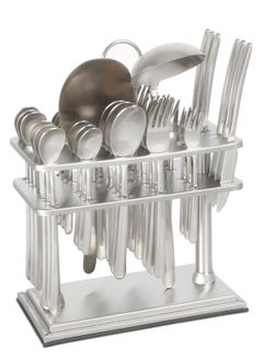 Buy Cutlery Set 38-Piece 18/10 Stainless Steel Spoon Set - Knife and Forks with cutlery holder - Tea & Ice Spoons - Dinner & Cake Fork - Fruit Knife - Soup ladle - Rice Server - Service for 6 in UAE