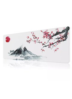 Buy Japanese Cherry Blossom Design White Mouse Pad, Large Extended Mouse Pad for Office with Stitched Edges and Non-Slip Rubber Base, XL Gaming Mouse Pad ( 70x30x2mm ) in Egypt