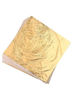 اشتري 100pcs Imitation Gold Leaf for Arts, Gilding Crafting, Painting, Furniture Decoration, Imitation Gold Foil Sheets 14 x 14cm في السعودية