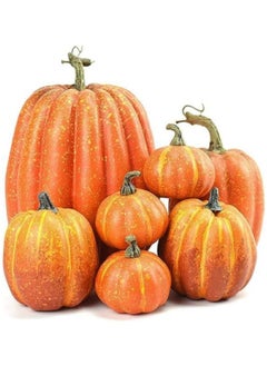 Buy Thanksgiving Artificial Pumpkins Set,8 Pcs Mini Realistic Artificial Pumpkins Fall Harvest Lifelike Pumpkins in UAE