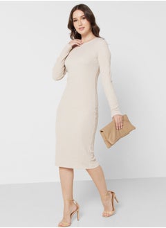 Buy Puff Sleeve Knitted Dress in Saudi Arabia