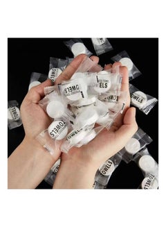 Buy 50 Pieces Compressed Towel Tablets Disposable Coin Cotton Tissue in UAE