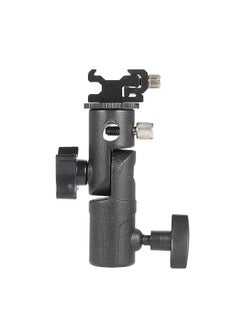 اشتري E Type Universal Metal Flash Hot Shoe Speedlite Umbrella Holder Light Stand Bracket with 1/4" to 3/8" Screw Mount Swivel Adapter في الامارات