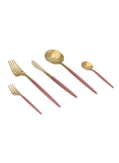 Buy 20 PCs Cutlery Set Gold and Pink in Saudi Arabia