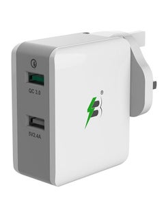 Buy Fast Wall Charger  2port( USB+ USB) 30watt (White) in Saudi Arabia