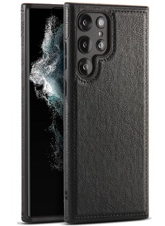 Buy Samsung Galaxy S24 Ultra Case, Vegan Leather Protective Case for Samsung S24 Ultra 5G 6.8‘’, Luxury, Elegant and Beautiful Design Cover, Non-Slip Vintage Looking Perfect Stitching Leather Case(Black) in Saudi Arabia