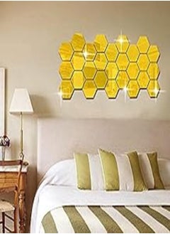 اشتري Art 3D Gold Acrylic Mirror Wall Sticker Home Decor DIY Kitchen Living Room TV Background Decoration 12pcs في مصر