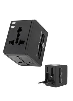 اشتري Tycom travel adapter worldwide all in one universal power plug Adapter with Dual USB Ports for USA EU UK AUS Cell Phone Laptop (SKT-WY08-Black) في الامارات