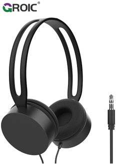 Buy Black Stereo Headset, Tangle-Free Wired Cord On-Ear Headphones, Headphones Wired with 3.5mm Jack for Smartphones, Tablets, School, Airplane Travel in Saudi Arabia