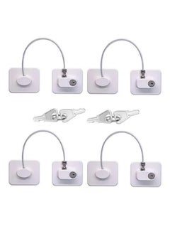 اشتري Pack of 4 Safety Cable Fridge Window Lock With Key Set في السعودية