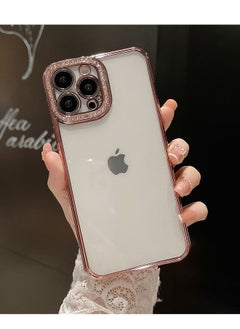 اشتري iPhone 14 Pro Max 6.7'' Case, Soft TPU Anti-Scratch Shockproof Edge with Rhinestone Decorated Protective Phone Cover for iPhone 14 Pro Max(Transparent Pink) في السعودية