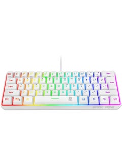 اشتري لوحة مفاتيح سلكية للألعاب بنسبة 60٪ من  ، 61 مفتاحًا بإضاءة خلفية RGB ، لوحة مفاتيح صغيرة مقاومة للماء لأجهزة الكمبيوتر الشخصي (أبيض) في الامارات