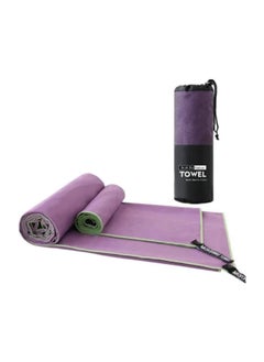 اشتري SpireHues Microfiber Travel Gym Yoga Towels Fast Drying Compact Beach Towel Light Weight Camping Towels Large Bath Sheet, 2 Packs (40 * 80cm+76 * 152cm), Purple في السعودية