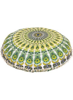 اشتري Mandala Floor Pillow Cushion Seating Throw Cover Hippie Decorative Bohemian Ottoman Poufs, Pom Pom Pillow Cases,Boho Indian (Yellow) في الامارات