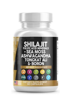 Buy Clean Nutraceuticals Shilajit Supplement 10,000mg with Sea Moss 6000mg, Ashwagandha 6000mg, Tongkat Ali, Boron, Magnesium - Fulvic Acid Capsules for Men - 90 Count in Saudi Arabia