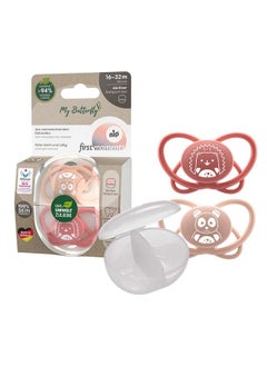 Buy Pack Of 2 First Moments Soother - My Butterfly, Light Pink And Pink, Symmetrical Teats in UAE