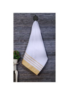 Buy Reinheart Bath Sheet White/Gold 80X160Cm | Performance Fiber Quick Dry Plush Bathsheet | Ultra Soft Highly Absorbent Daily Usage Towels For Bathroom Kitchen in UAE