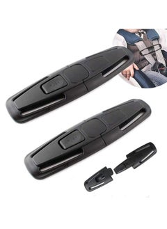 اشتري Car Safety Seat Strap Belt Lock Baby Child Harness Chest Clip Safe Buckle Black 2Pcs في السعودية